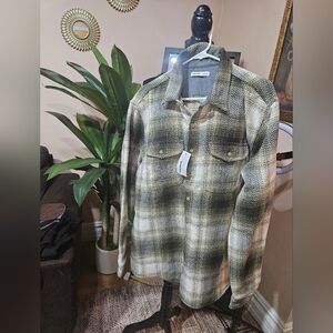 Sonoma Olive and Cream Herringbone Shirt